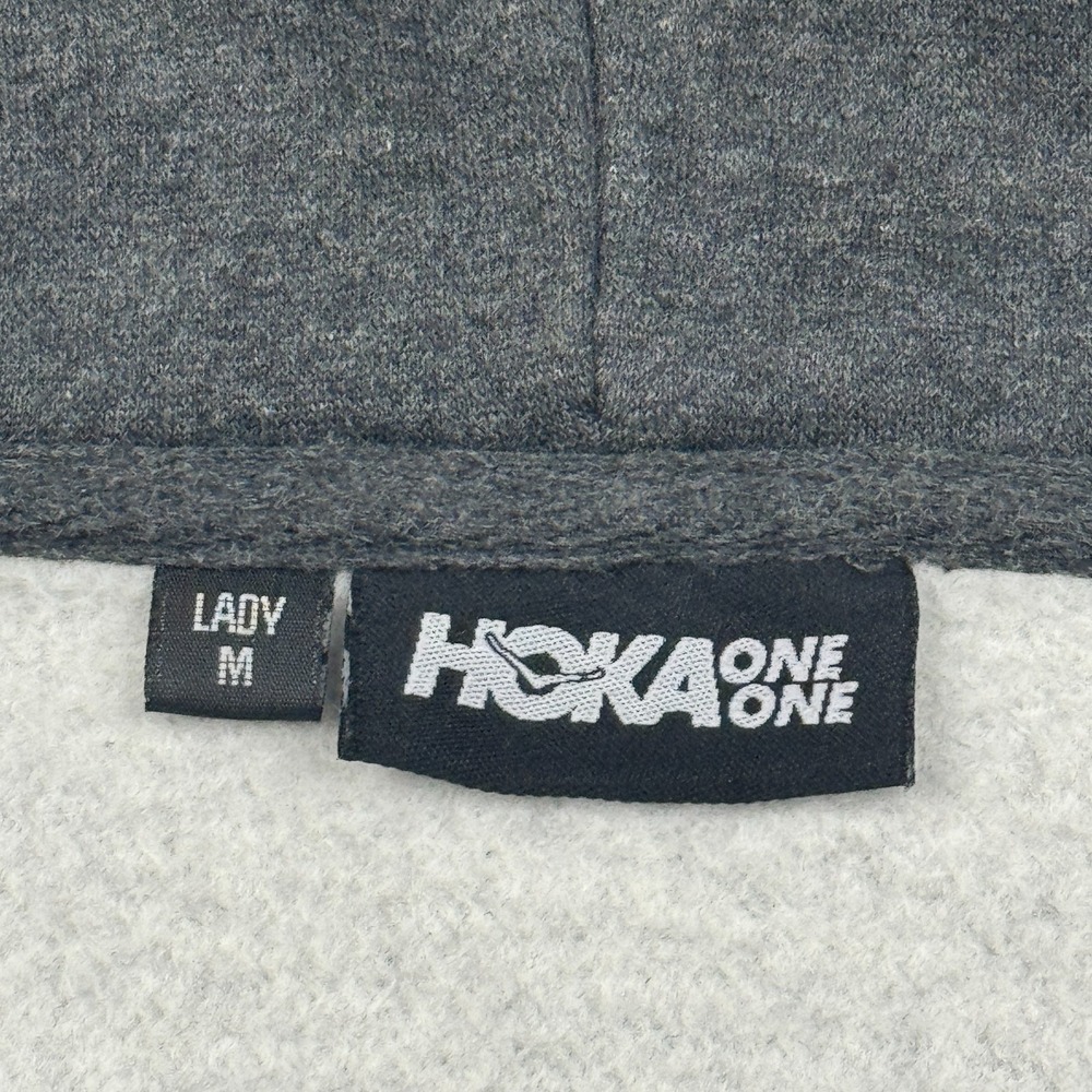 Hoka One One Hoodie Womens Medium Gray Pullover Sweatshirt Fleece Training Gym - Picture 3 of 12